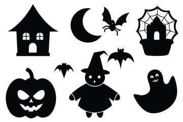 Fototapeta premium vector-illustration-set-of-classic-halloween-icons.eps