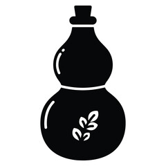 Obraz premium Simple black and white gourd bottle vector illustration for graphic design or logo use