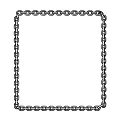 Square frame created from a black metal chain link silhouette