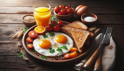 Two fried eggs for breakfast