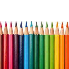 Fototapeta premium Vibrant Colored Pencils Creative Art Supplies Background Isolated On Transparent Background