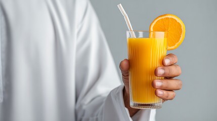 Close Up of a Arabian Man Hands Holding a Fresh Orange Juice &ndash; Suitable for Be Used in Blog Posts, Social Media Posts and Website Content Related to Summer, Foods and Beverages Theme.
