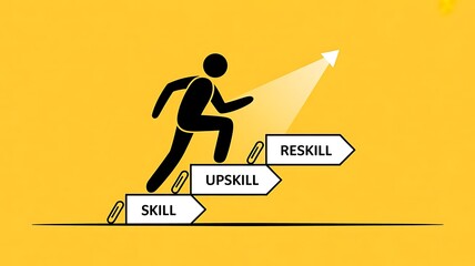Upskilling and personal development concept. Skill, upskill and reskill concept of building yourself everyday, created with generative ai