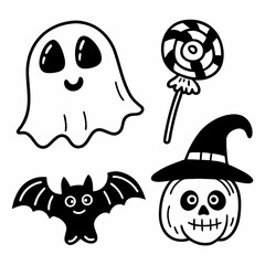 Fototapeta premium Halloween Spooky Vector Elements and Party Icons Set