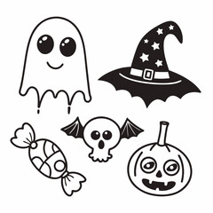 Halloween Spooky Vector Elements and Party Icons Set