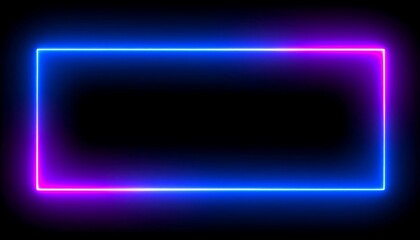 Glowing neon rectangle frame on black background