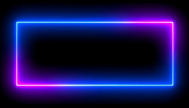 Glowing neon rectangle frame on black background