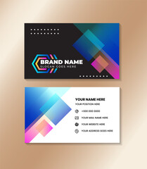 Naklejka premium Colorful gradient horizontal business card template. double sided identity card with black and white colors background. colorful gradient colors on diagonal elements