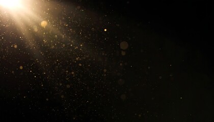 Obraz premium Golden light rays pierce darkness, illuminating dust motes