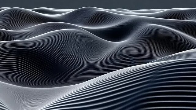 Undulating metallic surface with parallel grooves, abstract dynamic background video