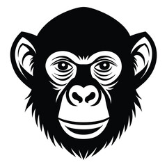 Black Chimpanzee Head Silhouette Wild Primate Animal Vector