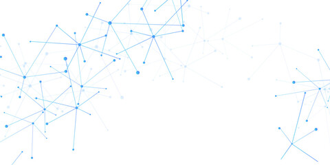 Abstract geometric background with connecting dots and lines with low poly triangle shapes. Polygonal Mesh Background Vector design digital technology concept Global network connection data structure. © Kainat 