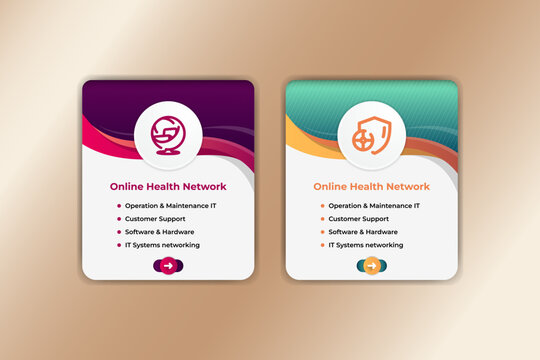 abstract collection of modern infographic template. two separate rectangular elements with colorful gradient wave border like details and text box. transparency diagonal line pattern.