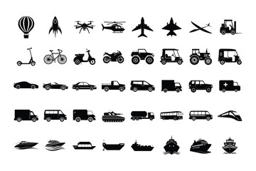 Vector Transportation Vehicles Silhouette Collection
