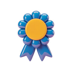 Celebrate achievement with a vibrant blue and gold award ribbon, perfect for recognition and success