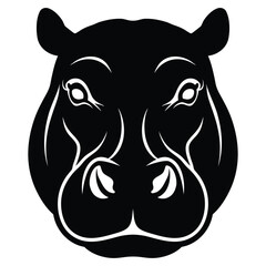 Black Hippopotamus Head Silhouette Bold Wild Animal Vector