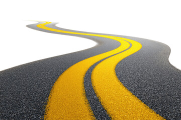 Winding asphalt road with yellow lines