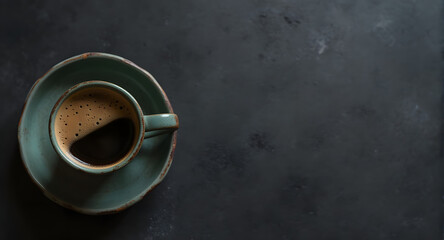 Coffee Cup on Dark Textured Surface