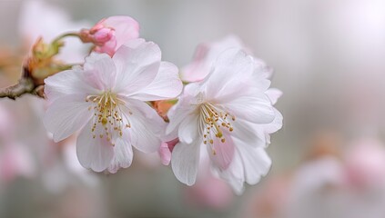 Fototapeta premium Delicate pastel pink cherry blossoms