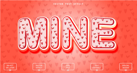 Mine Valentine 3d editable text effect with love texture