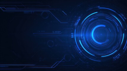 Obraz premium Glowing circular tech design, blue hues and geometric shapes against dark backdrop