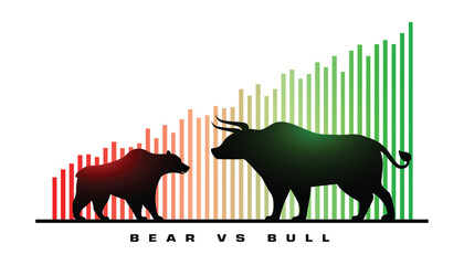 bearish vs bullish money trade strategy concept background