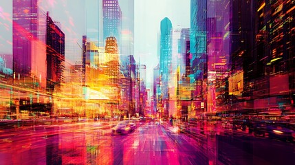 vibrant cityscape with dynamic lights motion for urban energy night modern architecture rhythm visual storytelling metropolitan life expression concept.