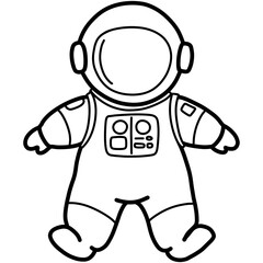 Hand drawn astronaut cartoon illustration outline 