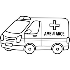 Hand drawn ambulance cartoon illustration outline  © GOOKKIK