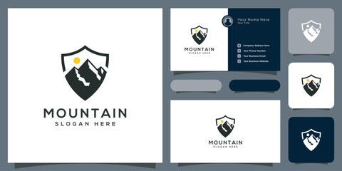 Fototapeta premium mountain shield logo vector design template