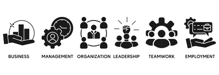 Business management icon set vector illustration concept relate to business, management, organization, leadership, teamwork and employment