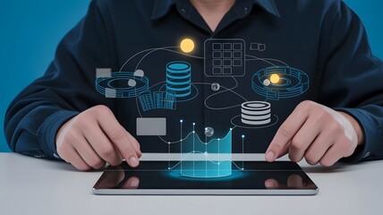 A person holding a transparent screen