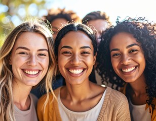 Diverse group of people smiling