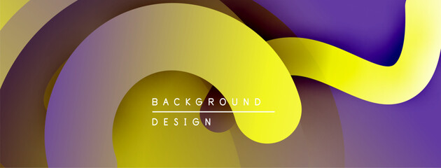 Naklejka premium Abstract flowing shapes, vibrant purple, yellow gradients. Modern design element, smooth curves create dynamic visual impact.