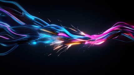 Vibrant Electric Cables Intertwined with Glowing Sparks and Energy