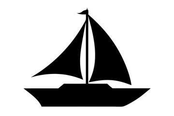 Black silhouette of a sailboat with full sails on white