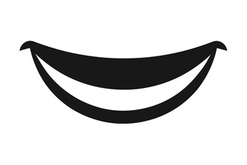 Black smile element on white background mouth flat style