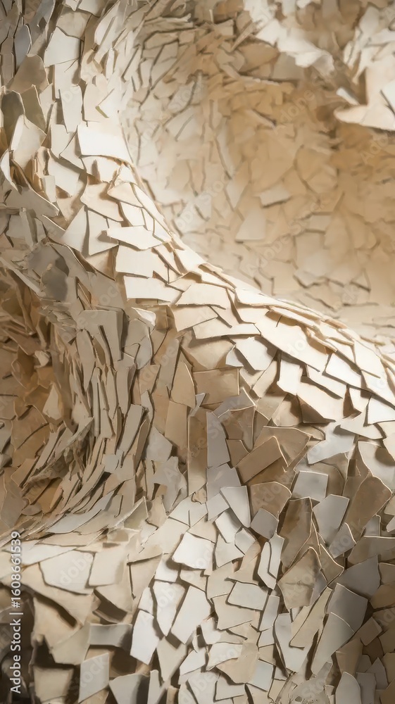 Poster Complex beige fragmented surface pattern with undulating three-dimensional feel