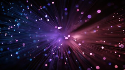 Naklejka premium Abstract illustration of luminous, colored fiber optic strands radiating from a central point