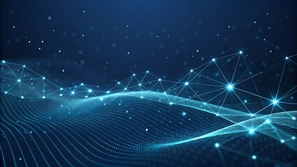 Abstract Blue Technology Background with Connecting Dots and Lines Network