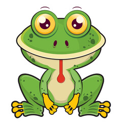 frog playful face cartoon cute