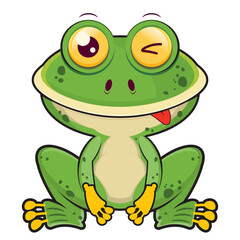frog playful face cartoon cute