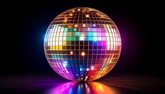 Colorful disco ball on black background (2) - Powered by Adobe