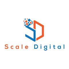 The **Scale Digital logo** features a sleek and modern design with bold typography and tech-inspired elements, symbolizing growth, innovation, and excellence in digital solutions and services.
