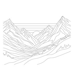 Line Art Sun Rise, modern and clean hand drawn scenery!	