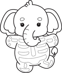 Cute Elephant icon. Funny baby Elephant animal series stock illustration. Life of fluffy Elephant designs. Coloring pages of Funny baby Elephant.
