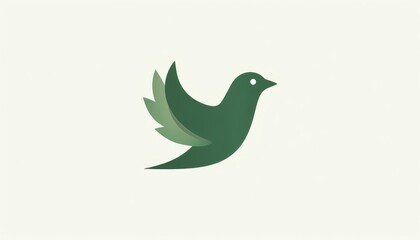 Fototapeta premium Serene Green Dove: Abstract Minimalist Bird Logo Design