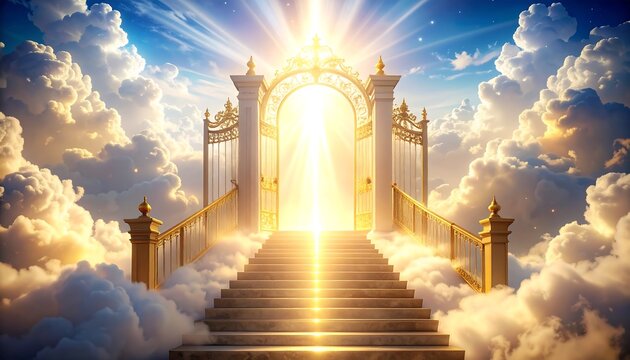 Heavenly stairs to a radiant gateway