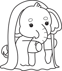 Cute Elephant icon. Funny baby Elephant animal series stock illustration. Life of fluffy Elephant designs. Coloring pages of Funny baby Elephant.
