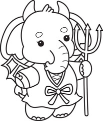 Cute Elephant icon. Funny baby Elephant animal series stock illustration. Life of fluffy Elephant designs. Coloring pages of Funny baby Elephant.

